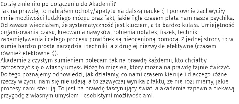 Apetyt na dalszą naukę