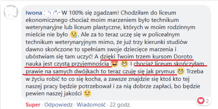 Zmiana ocen i przyjemność z nauki
