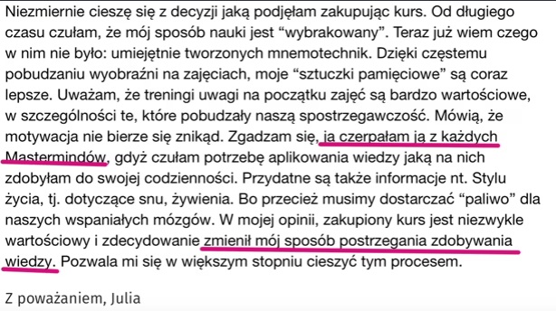 Opinia uczestnika